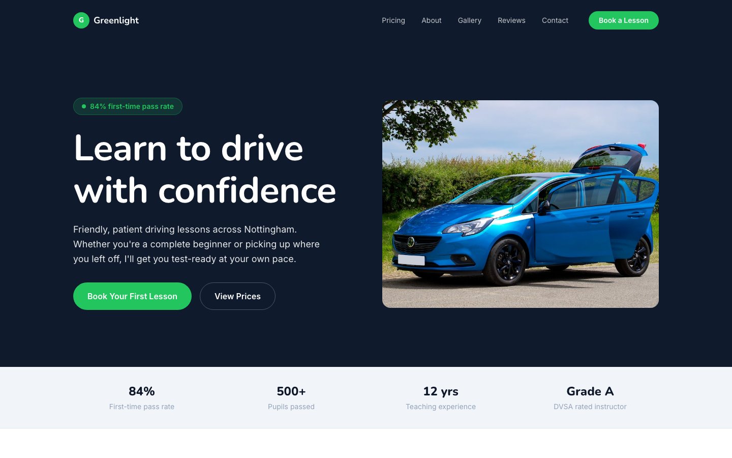 Greenlight Driving School website preview