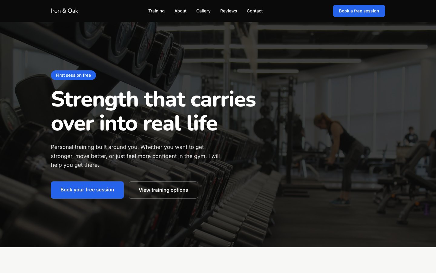 Iron & Oak PT website preview