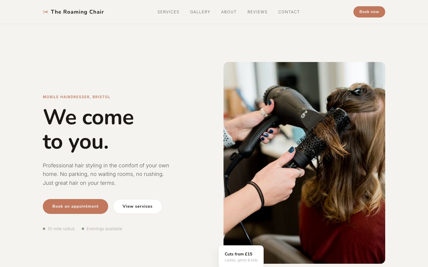 The Roaming Chair website preview