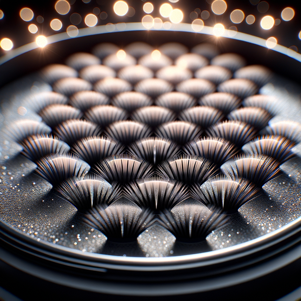 Lash fans arranged in rows