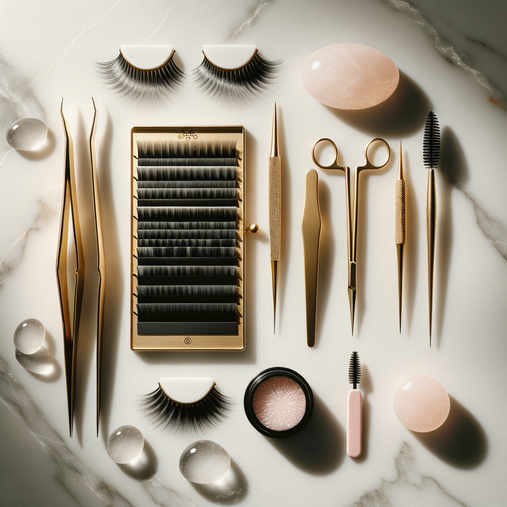 Lash extension tools on marble